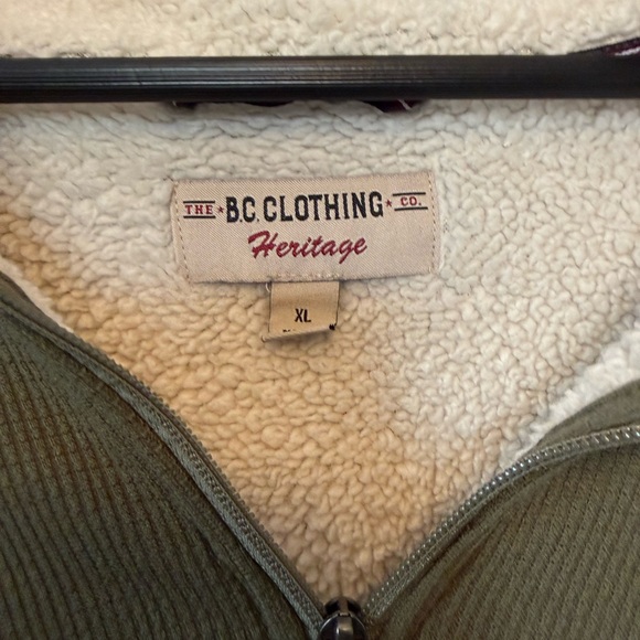 Olive Green Sherpa Lined Waffle Quarter-Zip Men's Sweater Size XL - Picture 2 of 4